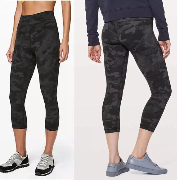 Lululemon Align Crop 21" Incognito Camo Black Gray Camo Leggings 37232 - Picture 1 of 12